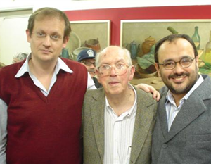 O jornalista Fabio Botto, o pintor e escultor Glyc�rio Carnelosso e o presidente da APBA, Maur�cio Ferreira