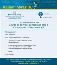 Convite para evento de lançamento A Rede de Serviços ao trabalho para a Comunidade Italiana no Brasil”