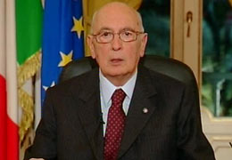 Presidente italiano em pronunciamento na TV