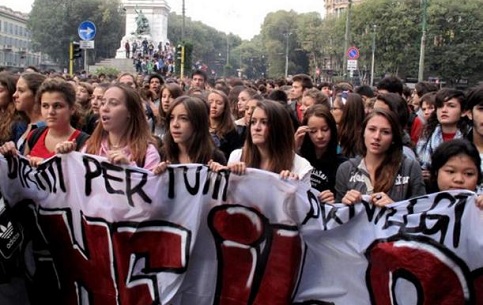 Estudantes protestam na Itália