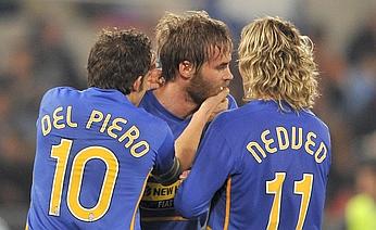 Mellberg, Nedved e Del Piero comemoram gol de empate