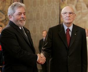 Lula em recente viagem à Italia, ao lado do presidente italiano Giorgio Napoletano