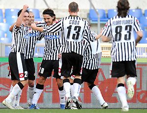 Os atletas da Udinese comemoraram muito o gol de Felipe, que dava a vitória parcial ao time. No final o jogo ficou no 1 a 1.