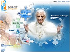 Imagem do papa Bento 16 na página Pope2You