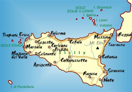Mapa da ilha da Sicilia