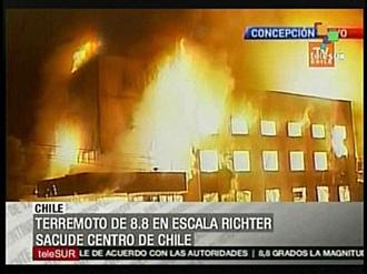 Primeiras imagens na TV do terremoto no Chile