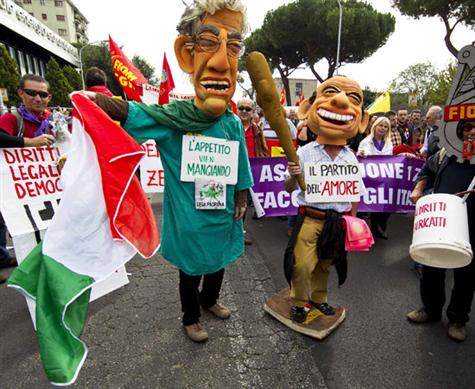 Manifestação contra Berlusconi