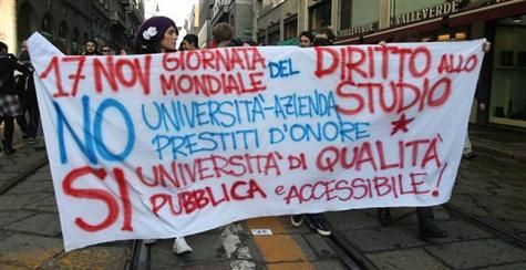 Protesto dos estudantes italianos