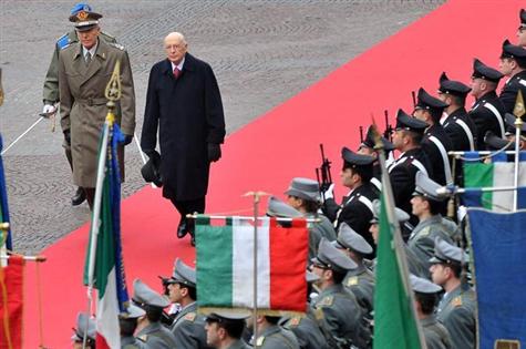 Presidente italiano Giorgio Napolitano participa do150º aniversário da unificação da Itália