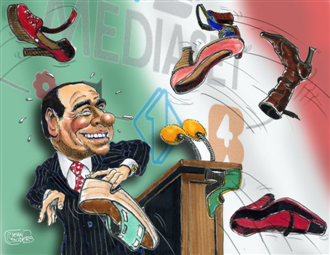 Caricatura do primeiro-ministro italiano Silvio Berlusconi