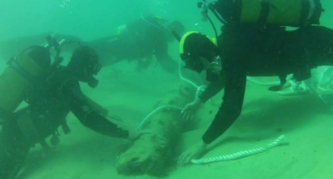 arma centenária é achada no mar