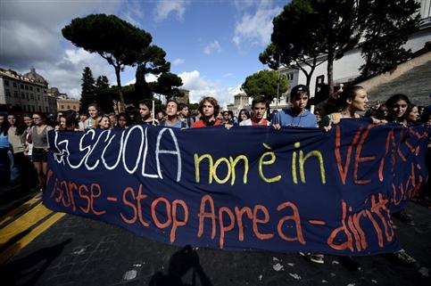Protesto de estudantes na Itália