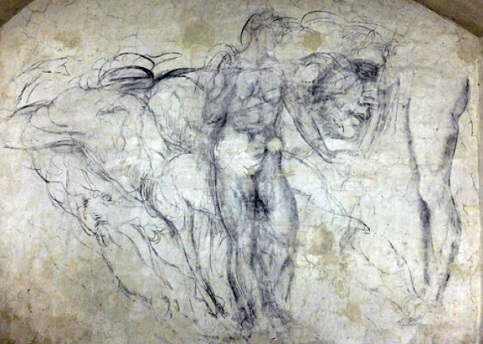 Desenho em carvão de Michelangelo